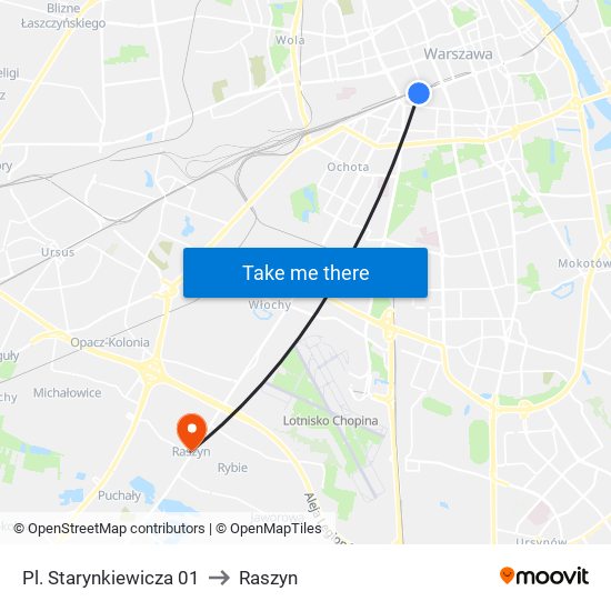 Pl. Starynkiewicza 01 to Raszyn map