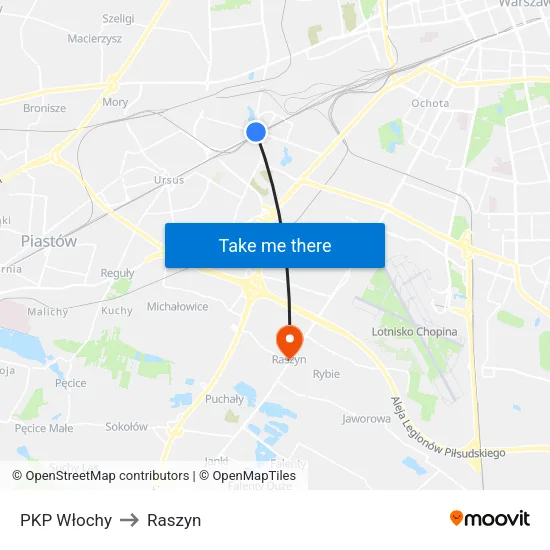 PKP Włochy to Raszyn map