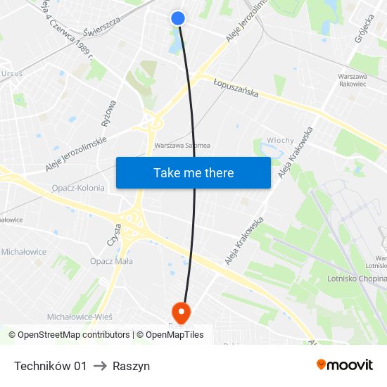 Techników 01 to Raszyn map