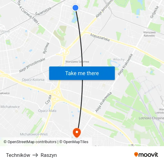 Techników to Raszyn map