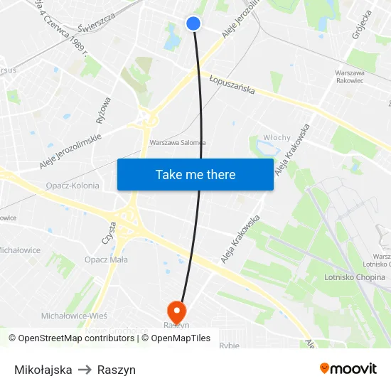 Mikołajska to Raszyn map