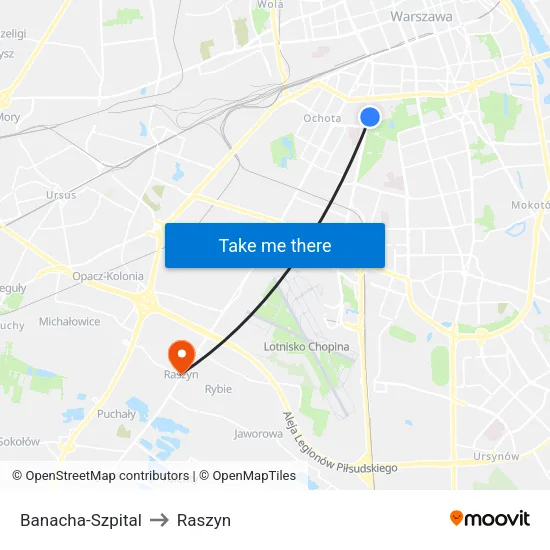 Banacha-Szpital to Raszyn map