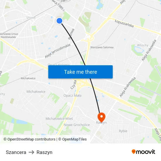 Szancera to Raszyn map