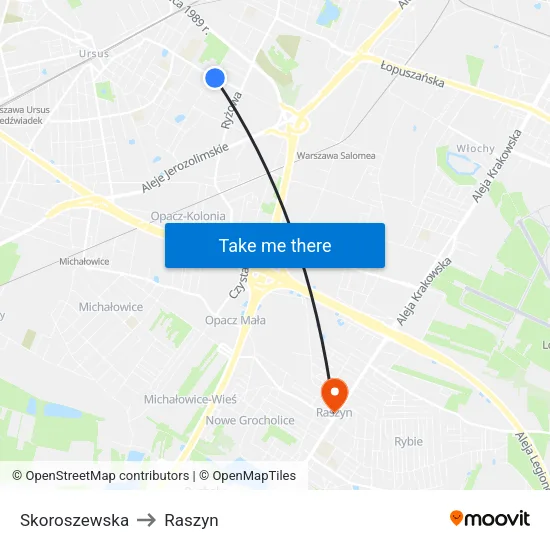 Skoroszewska to Raszyn map