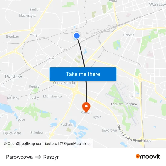 Parowcowa to Raszyn map