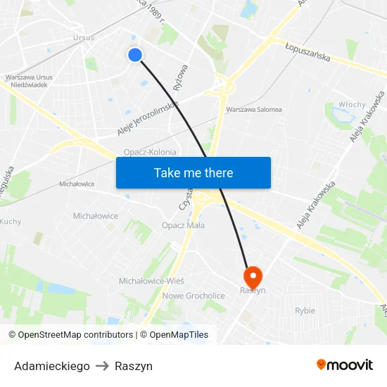 Adamieckiego to Raszyn map