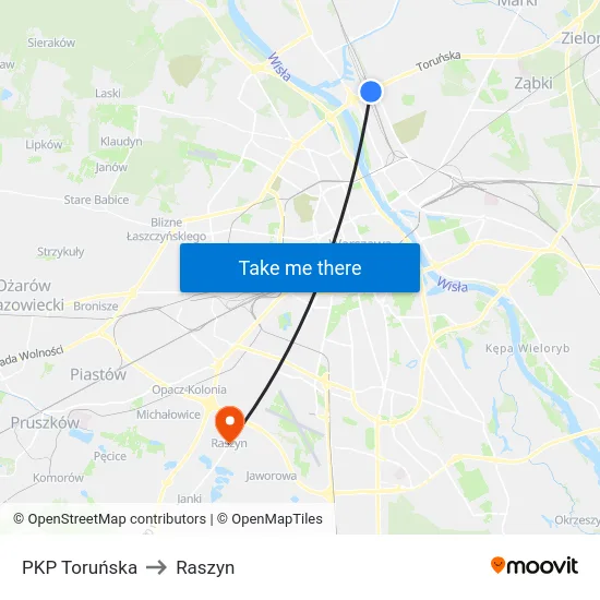 PKP Toruńska to Raszyn map