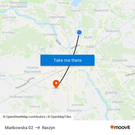 Mańkowska to Raszyn map