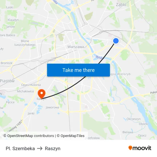 Pl. Szembeka to Raszyn map