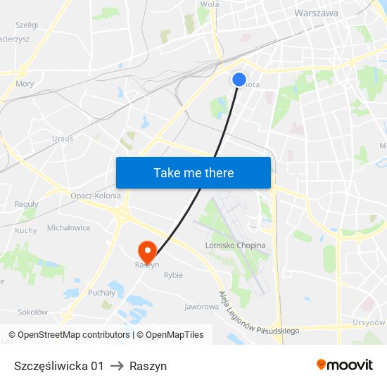 Szczęśliwicka 01 to Raszyn map