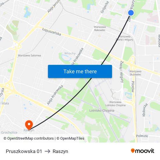 Pruszkowska 01 to Raszyn map