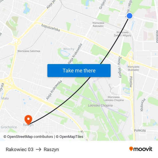 Rakowiec 03 to Raszyn map