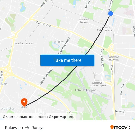 Rakowiec to Raszyn map