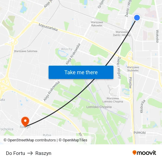 Do Fortu to Raszyn map