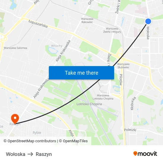 Wołoska to Raszyn map