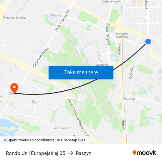 Rondo Unii Europejskiej to Raszyn map