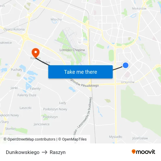 Dunikowskiego to Raszyn map