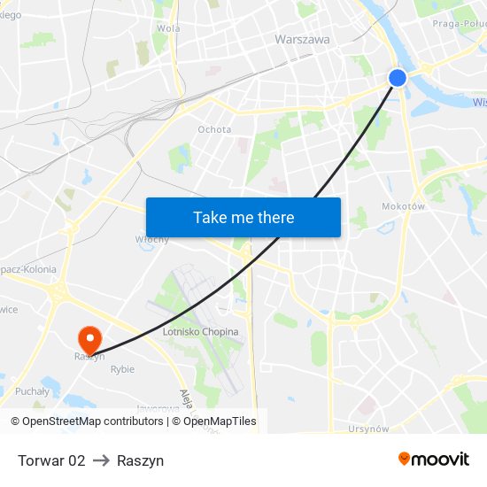 Torwar to Raszyn map