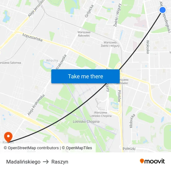 Madalińskiego to Raszyn map