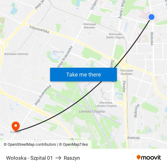 Wołoska-Szpital to Raszyn map