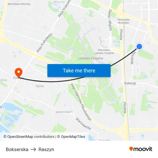 Bokserska to Raszyn map