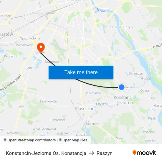 Konstancin-Jeziorna Os. Konstancja to Raszyn map