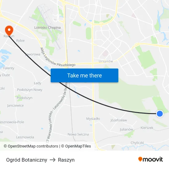 Ogród Botaniczny to Raszyn map