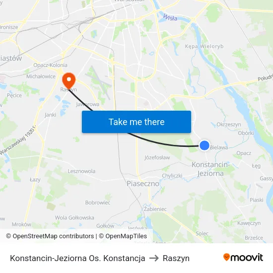 Konstancin-Jeziorna Os. Konstancja to Raszyn map