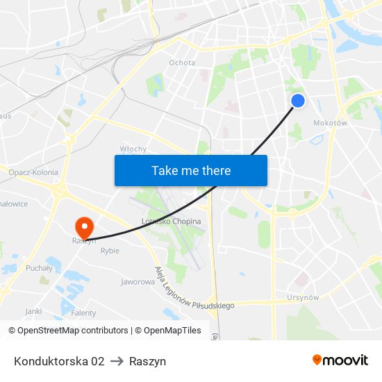 Konduktorska 02 to Raszyn map