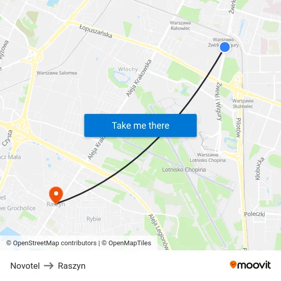 Novotel to Raszyn map