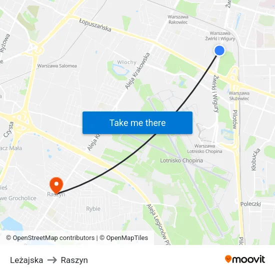 Leżajska to Raszyn map