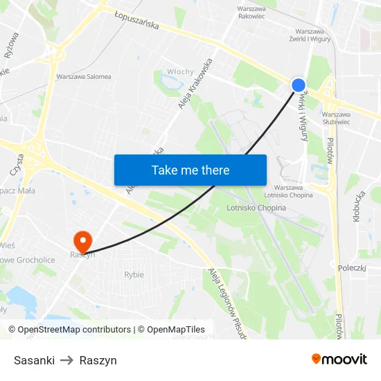 Sasanki to Raszyn map