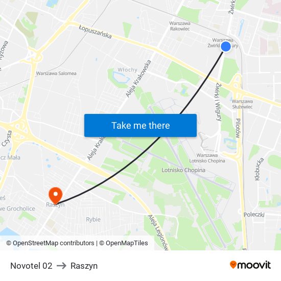 Novotel 02 to Raszyn map