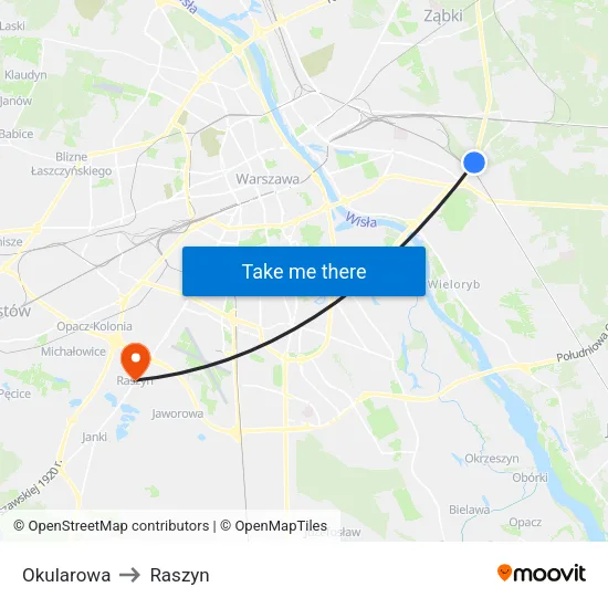 Okularowa to Raszyn map