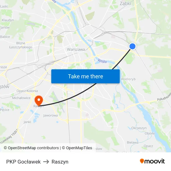 PKP Gocławek to Raszyn map