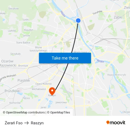 Żerań Fso to Raszyn map