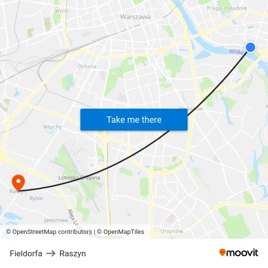 Fieldorfa to Raszyn map