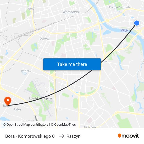 Bora - Komorowskiego 01 to Raszyn map