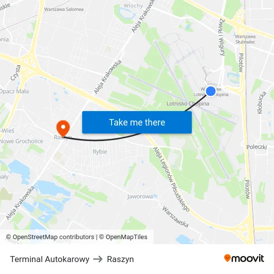 Terminal Autokarowy to Raszyn map