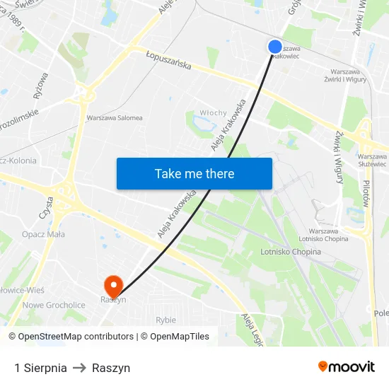 1 Sierpnia to Raszyn map