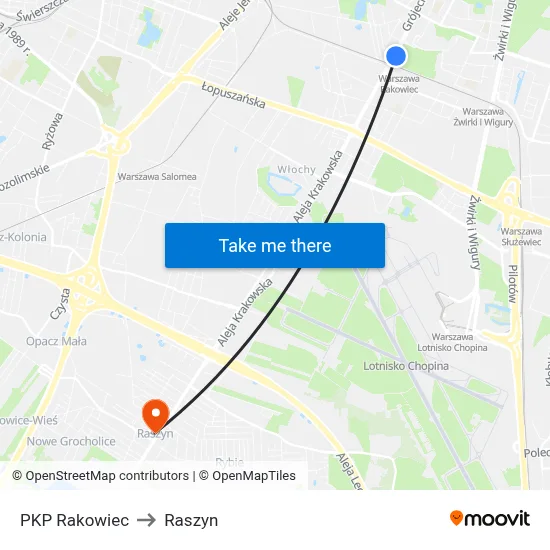 PKP Rakowiec to Raszyn map