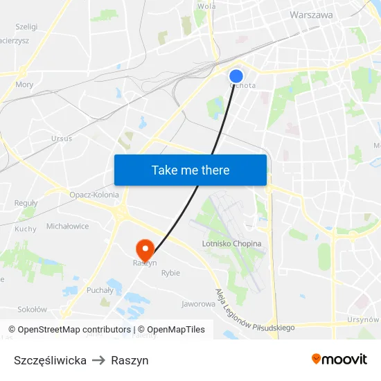 Szczęśliwicka to Raszyn map