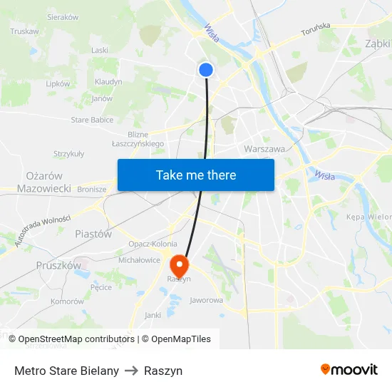 Metro Stare Bielany to Raszyn map