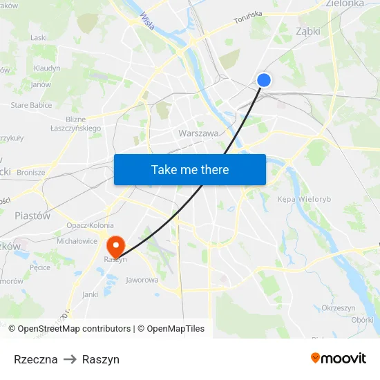 Rzeczna to Raszyn map
