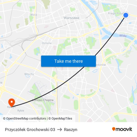 Przyczółek Grochowski to Raszyn map