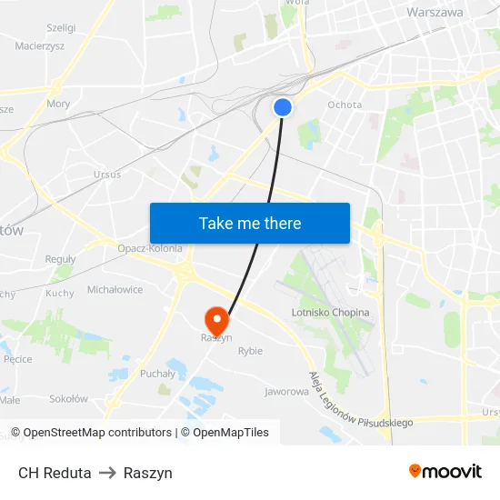 CH Reduta to Raszyn map