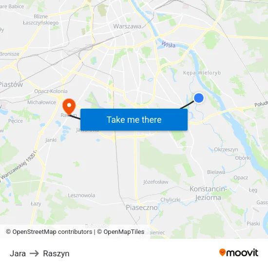 Jara to Raszyn map