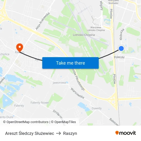 Areszt Śledczy Służewiec to Raszyn map