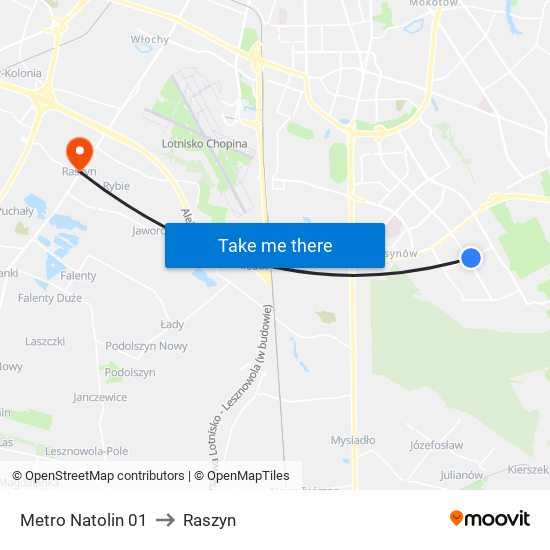 Metro Natolin 01 to Raszyn map