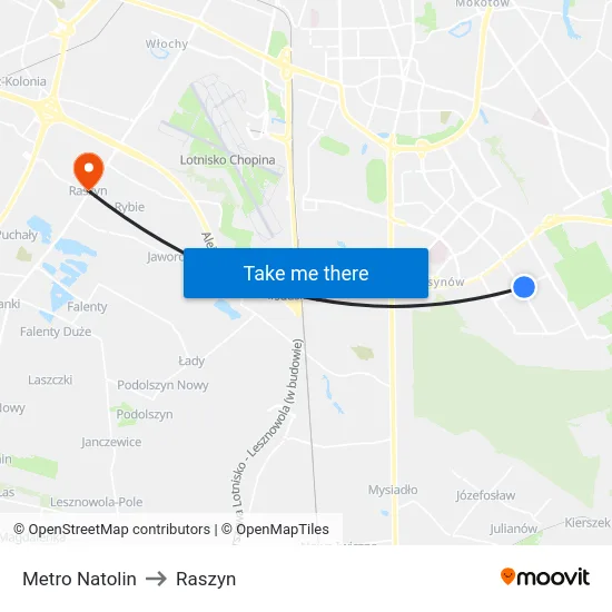Metro Natolin to Raszyn map